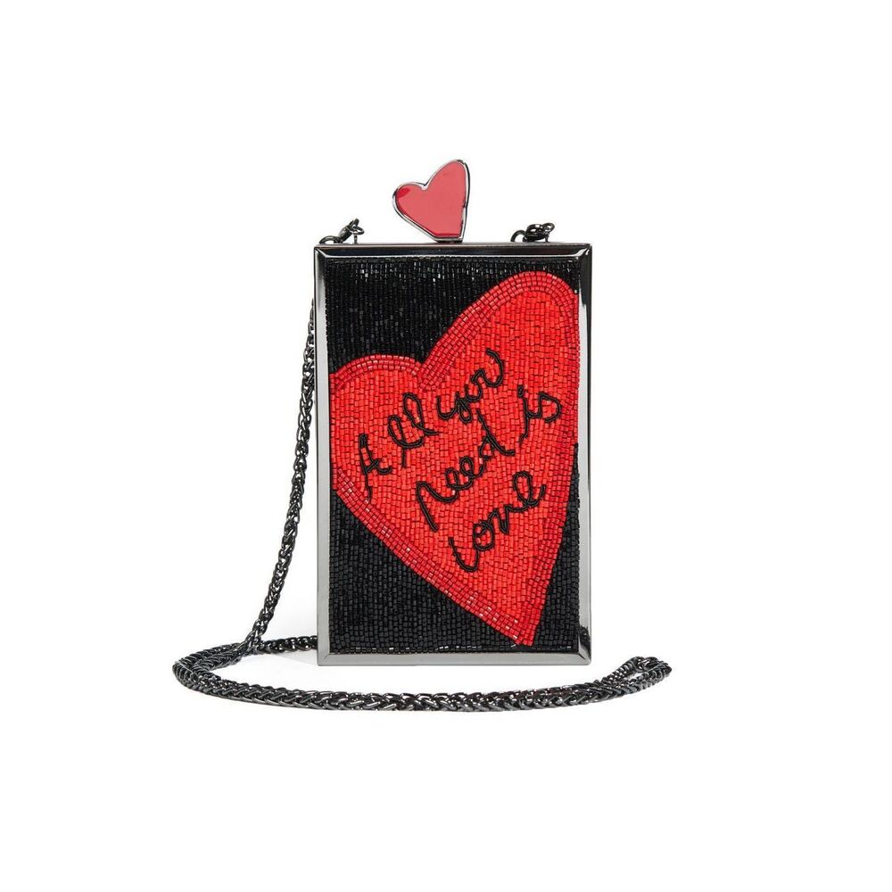 Alice + Olivia Beaded Sophia All You Need Is Love Beatles Box Clutch